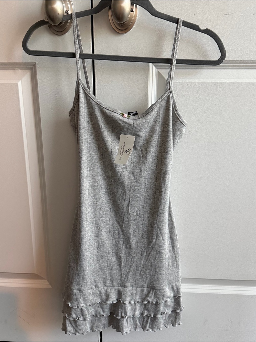 Windsor Gray Ruffle mini Dress